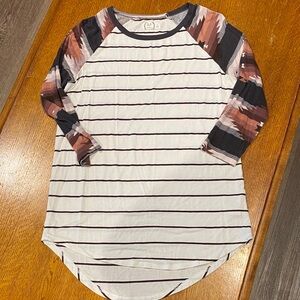 Maurices Black and White Raglan Tee Relaxed Fit